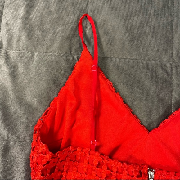 Lulus Red Crochet Bodycon Mini Dress Small – Date Night - Picture 8 of 10